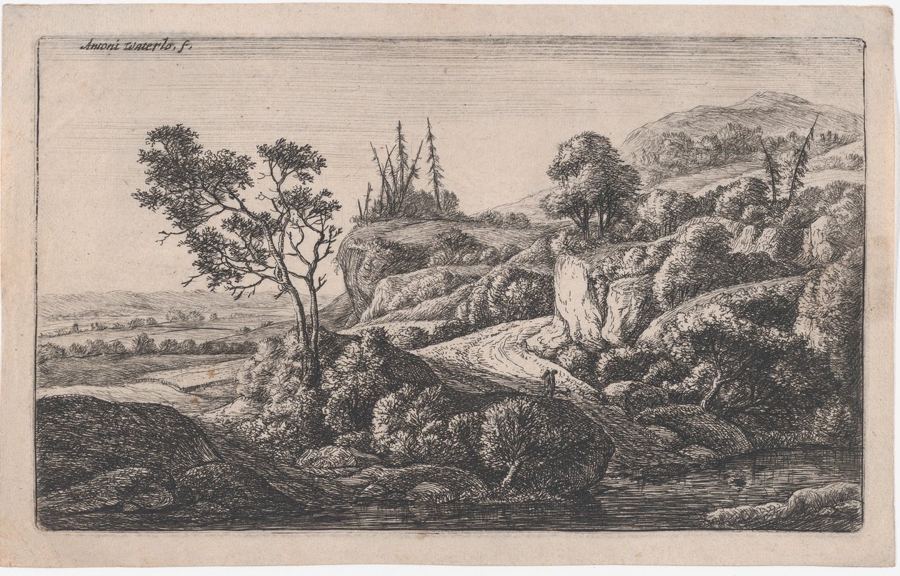 Caminos que conducen a un arroyo, siglo XVII de Anthonie Waterloo
