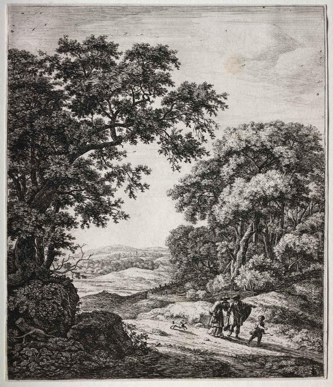 Seis grandes paisajes verticales con escenas del Antiguo Testamento: Abraham despidiendo a Agar e Ismael de Anthonie Waterloo
