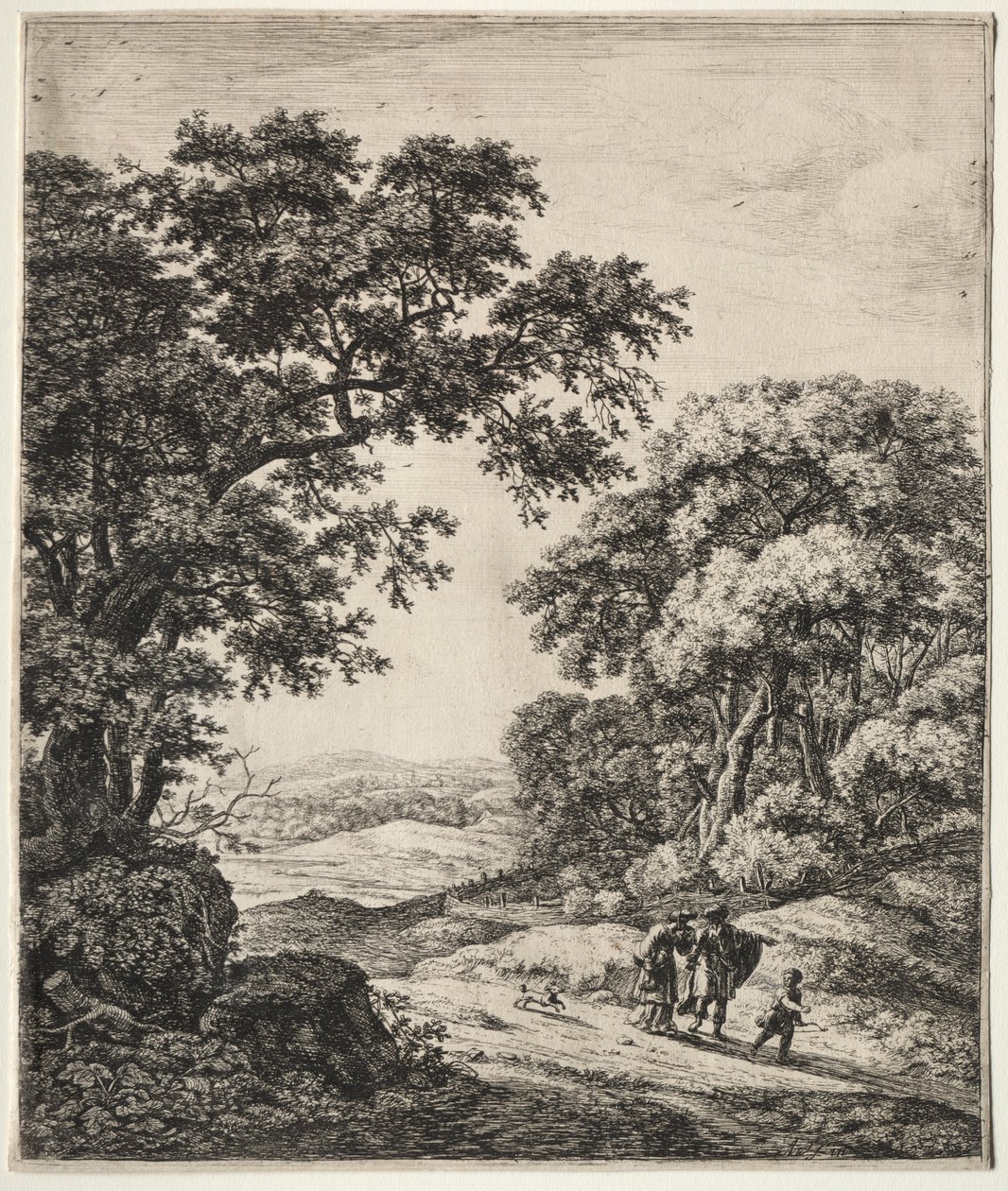 Seis grandes paisajes verticales con escenas del Antiguo Testamento: Abraham Despidiendo a Agar e Ismael de Anthonie Waterloo