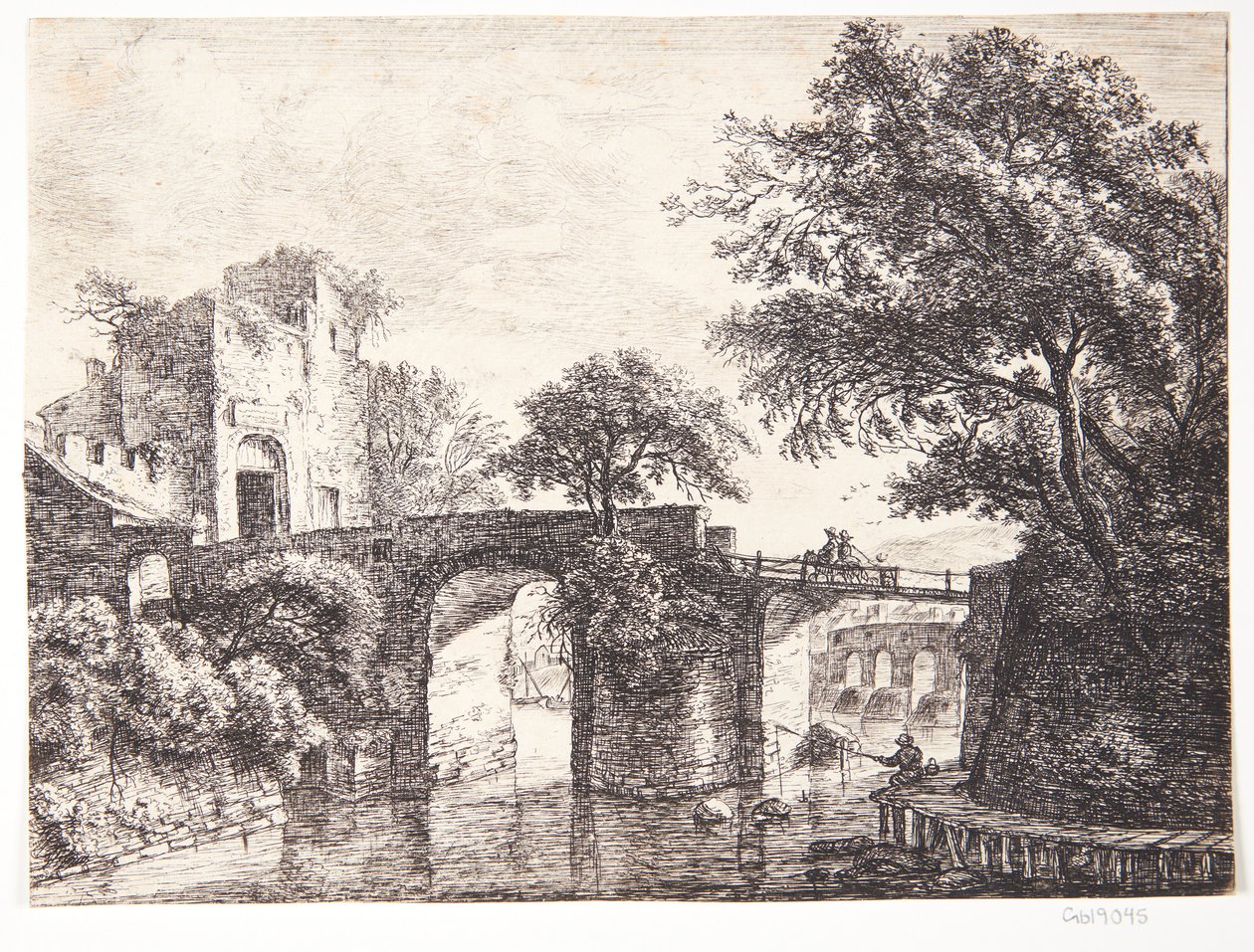Puente de piedra sobre un río de Anthonie Waterloo