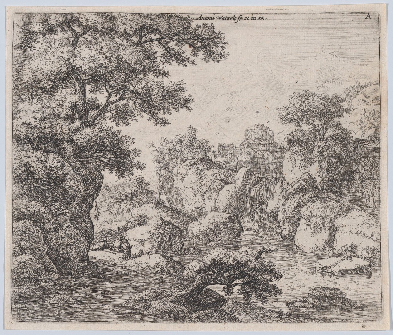 La cúpula y la cascada, siglo XVII de Anthonie Waterloo