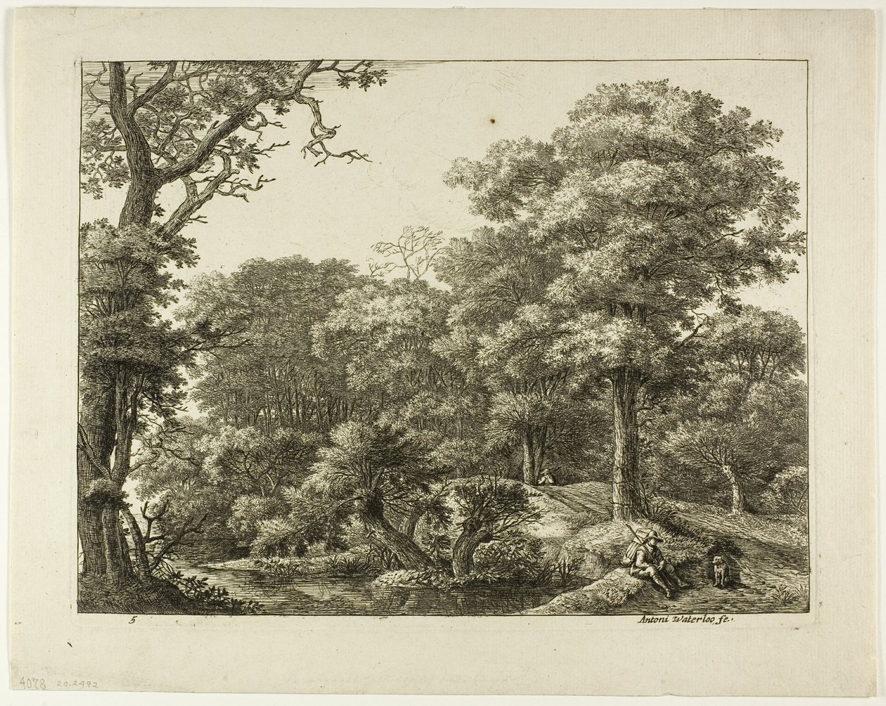 El caminante descansa en el bosque de Anthonie Waterloo