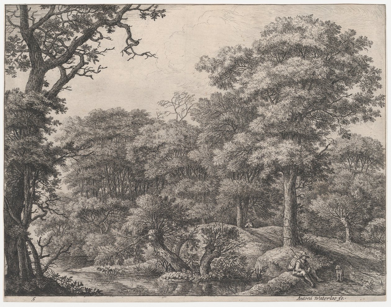 Viajeros descansando en el bosque, siglo XVII de Anthonie Waterloo