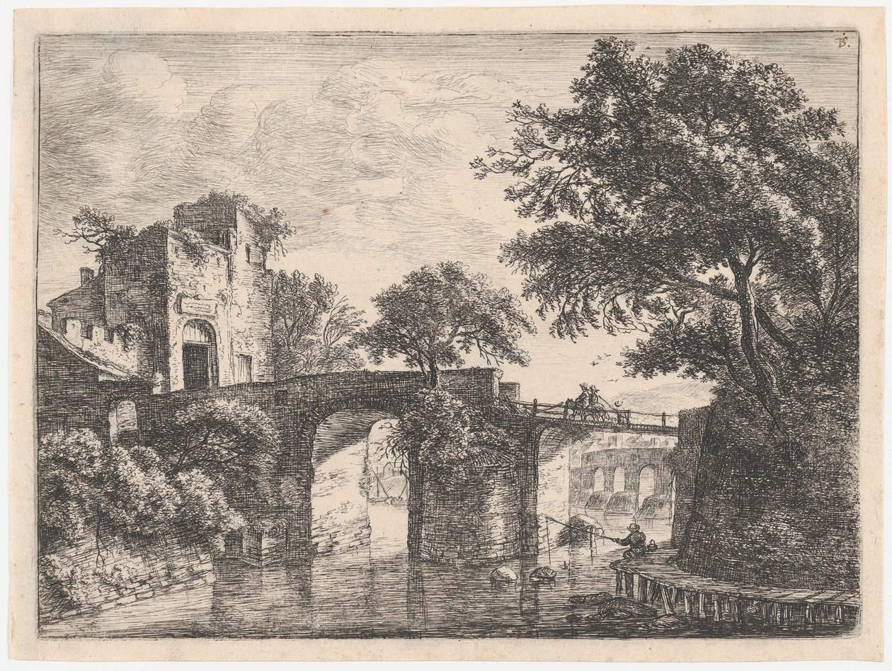 Dos puentes de piedra, siglo XVII de Anthonie Waterloo