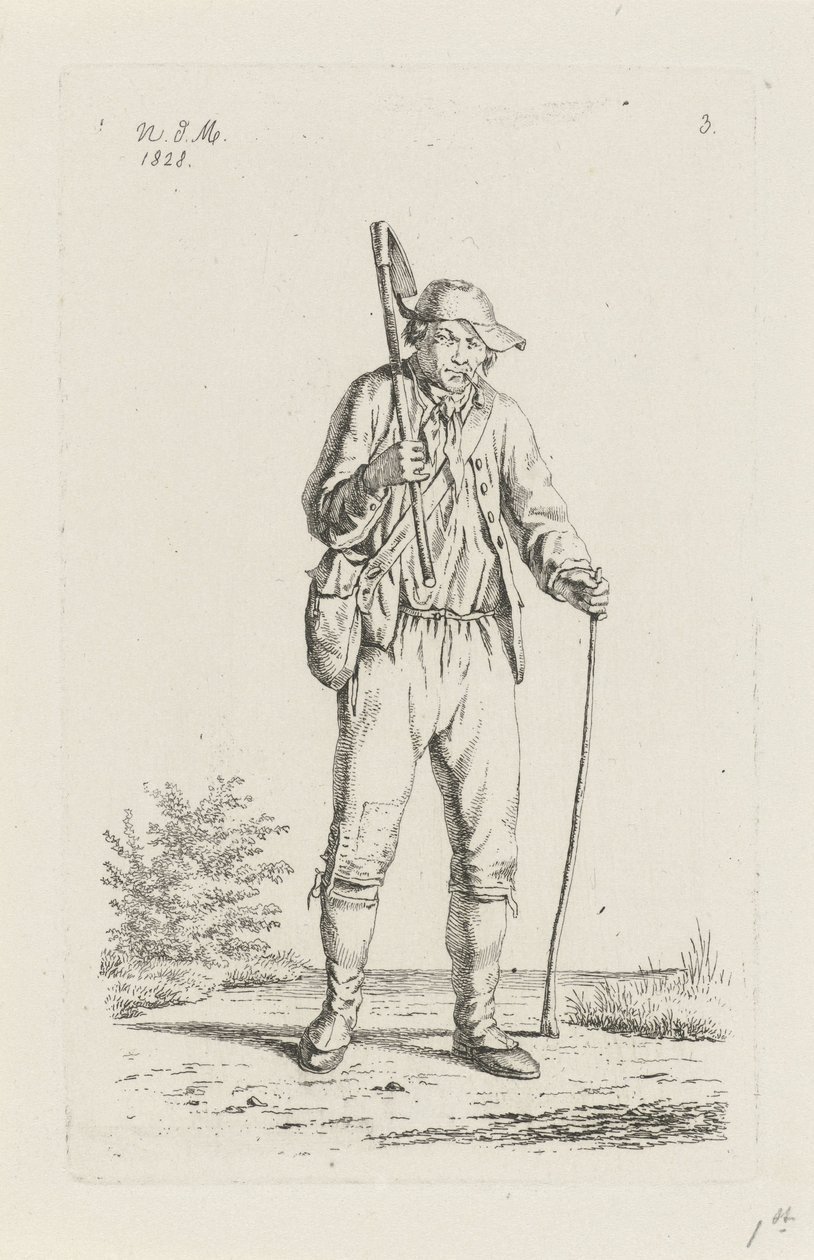 Granjero de las Ardenas con azada Agricultoras y agricultoras del Reino Unido de los Países Bajos (título de la serie) de Anthonie Willem Hendrik Nolthenius de Man