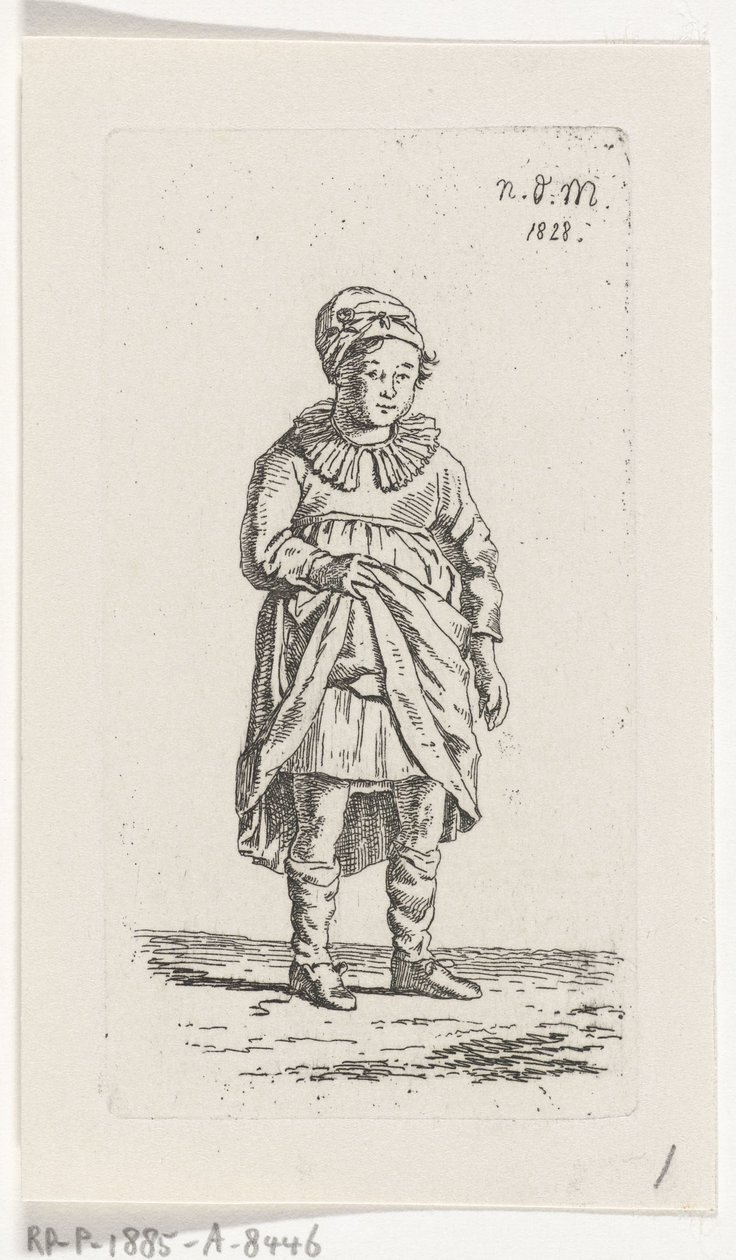 Chica levantando su falda de Anthonie Willem Hendrik Nolthenius de Man