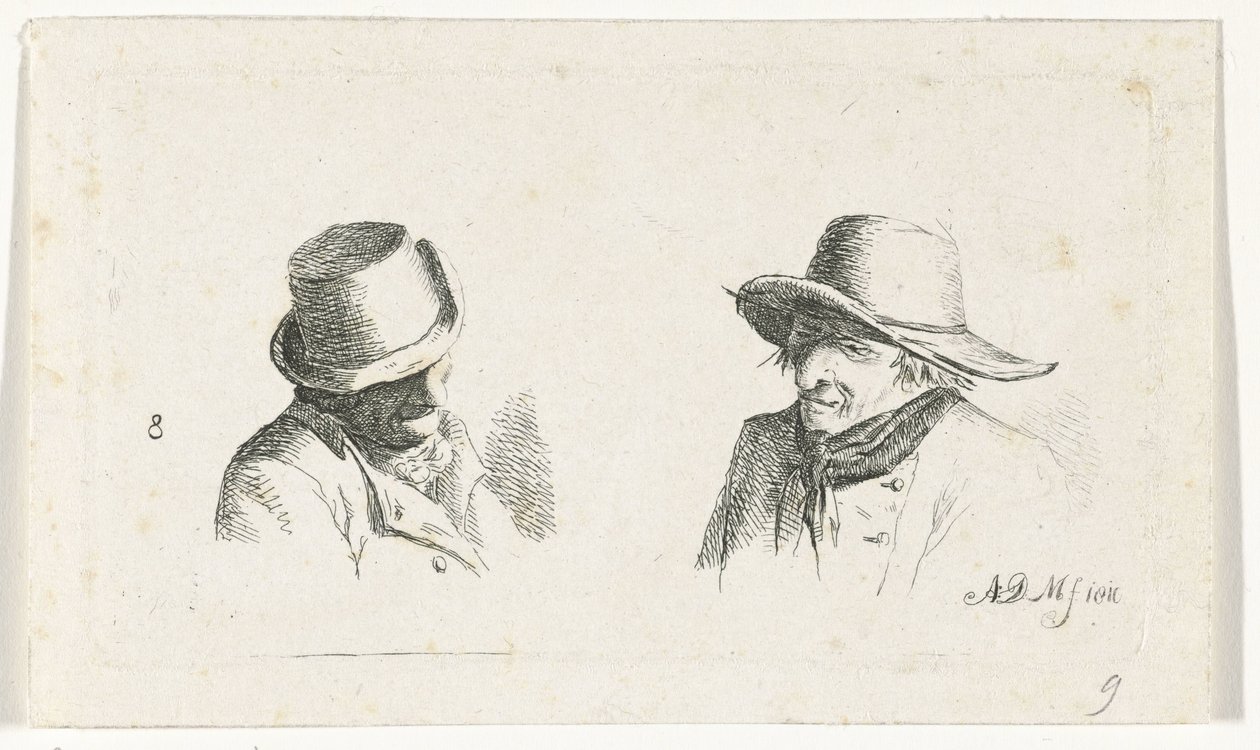 dos hombres con sombreros de Anthonie Willem Hendrik Nolthenius de Man