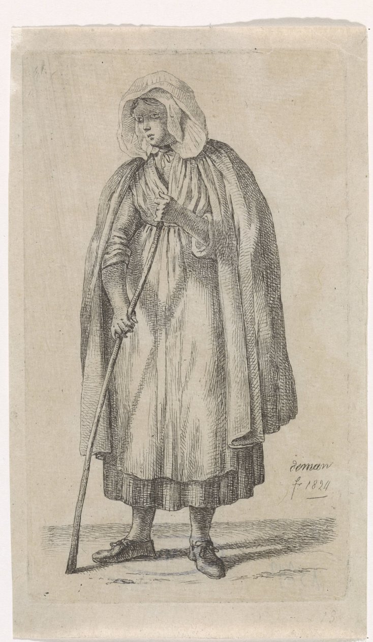 Mujer con capa y bastón de Anthonie Willem Hendrik Nolthenius de Man