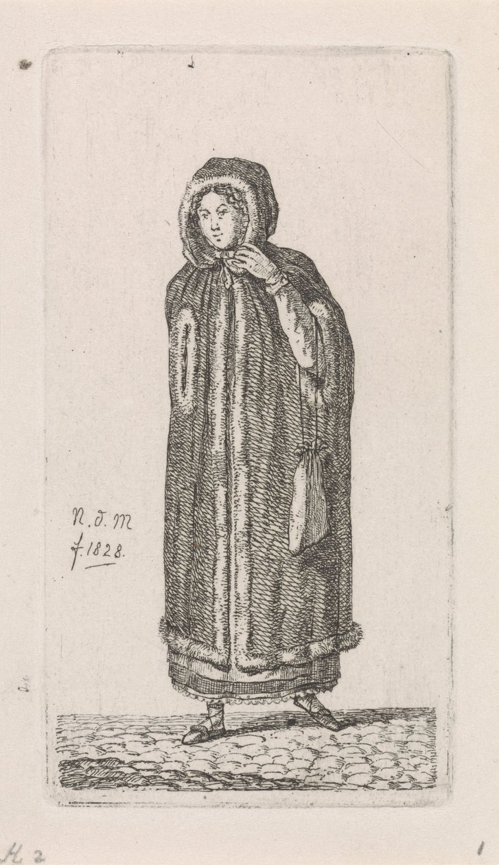 mujer con capa 12 figuras de estudio (título de la serie) de Anthonie Willem Hendrik Nolthenius de Man
