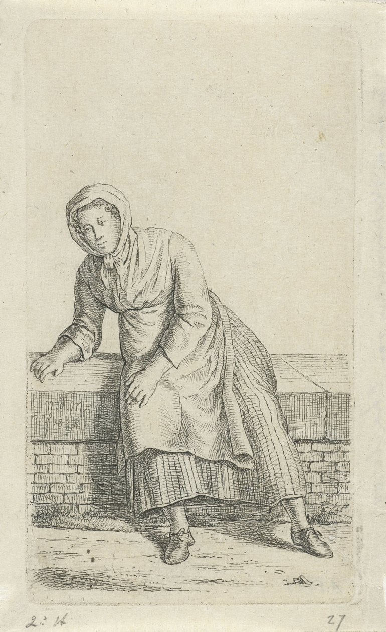 mujer sentada en una pared 12 figuras de estudio (título de la serie) de Anthonie Willem Hendrik Nolthenius de Man