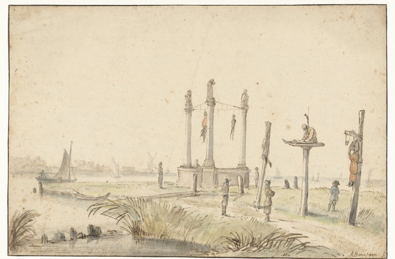 Campo de la horca en el borde del Volewijk de Anthonie van Borssom