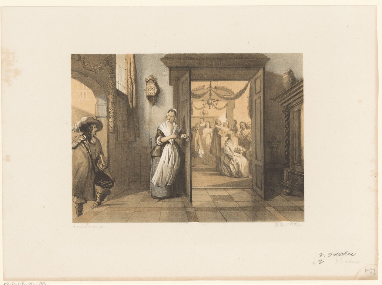 La mujer abre la puerta al hombre de Anthonie van Volkom
