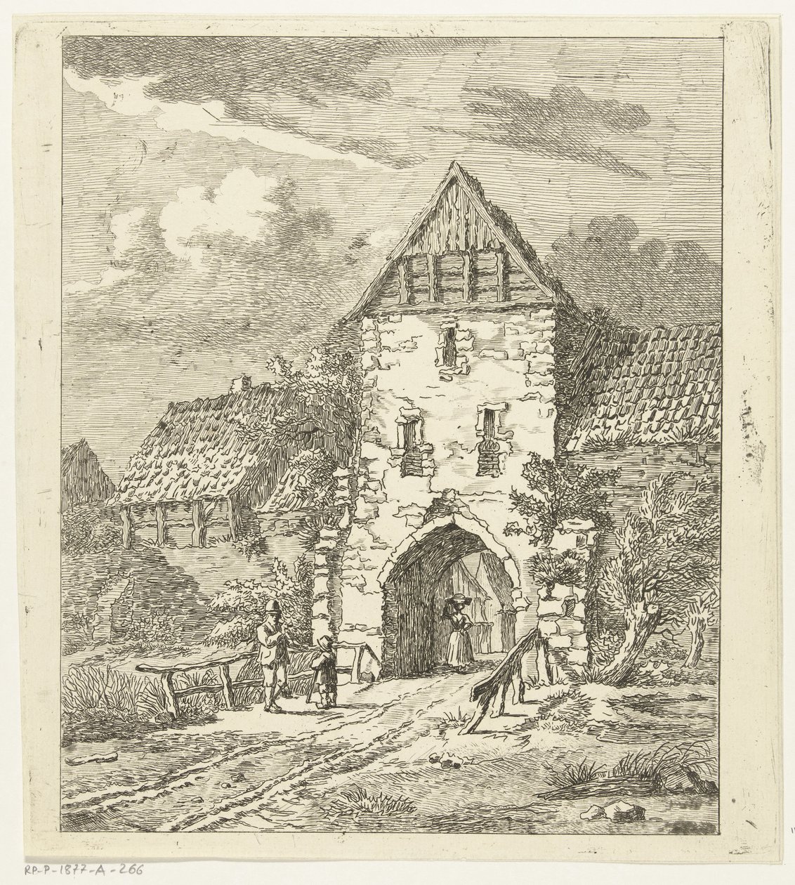 Algunas figuras en una puerta de la ciudad vieja de Anthonie van den Bos
