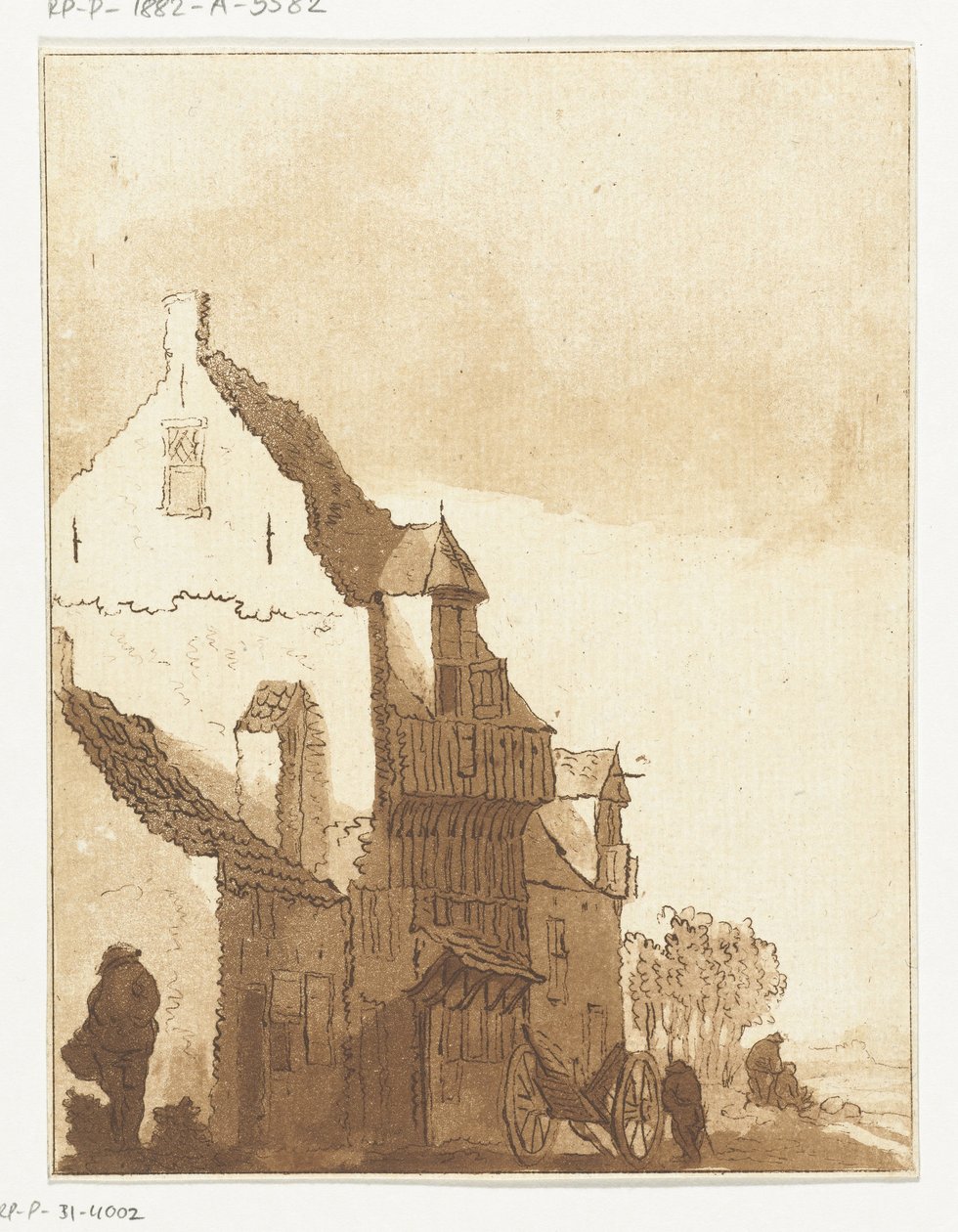 Casa con carretilla frente a la puerta de Anthonie van den Bos