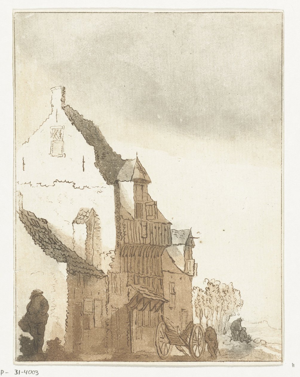 Casa con carretilla frente a la puerta de Anthonie van den Bos