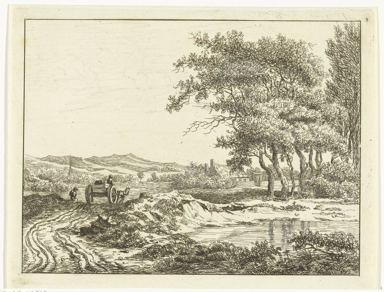 Carro en un camino rural cerca de las dunas de Anthonie van den Bos
