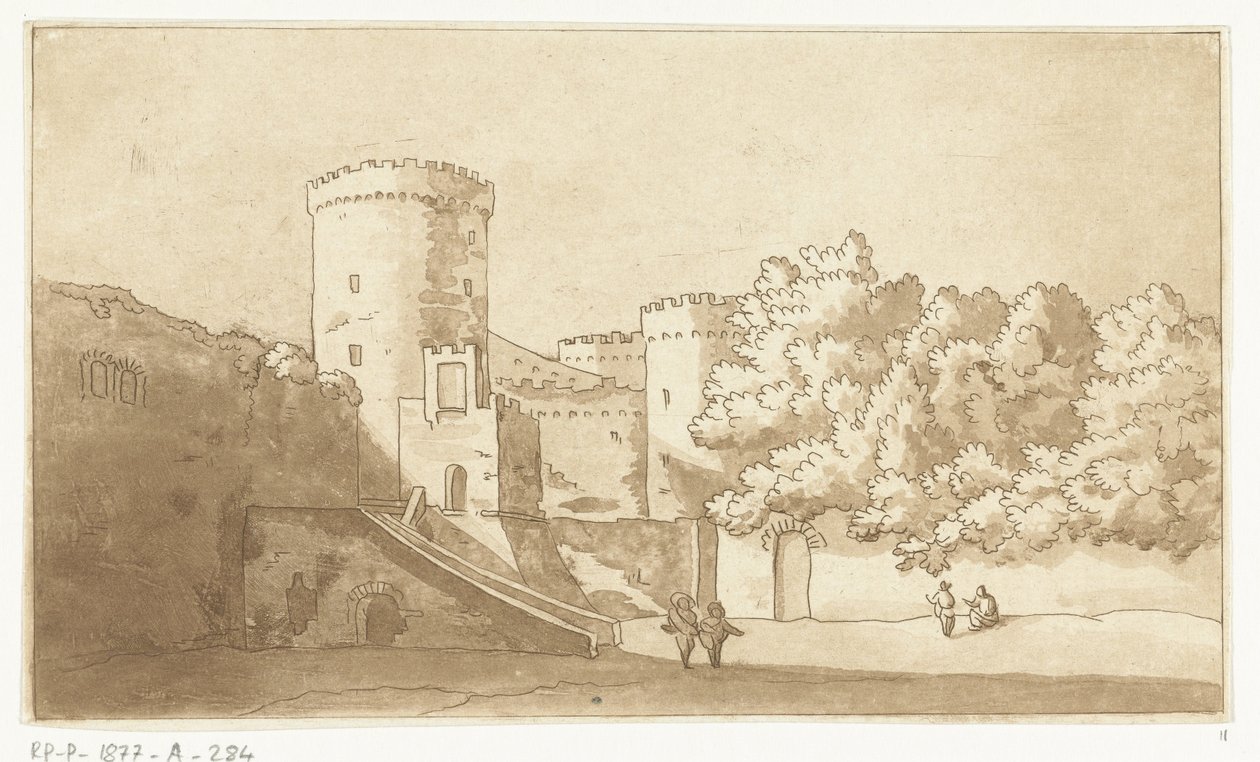 Muro de una fortaleza con torres castelgandolfo de Anthonie van den Bos