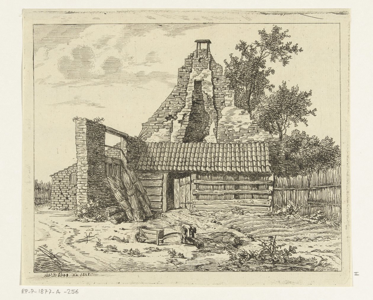 Cortador de caña para la ruina de la casa Snaatburg en Maarssen de Anthonie van den Bos