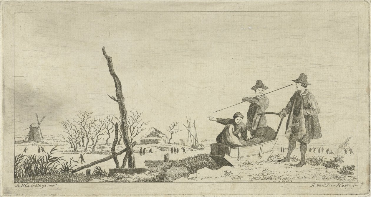 Cifras por un trineo en un paisaje de invierno de Anthonij van der Haer