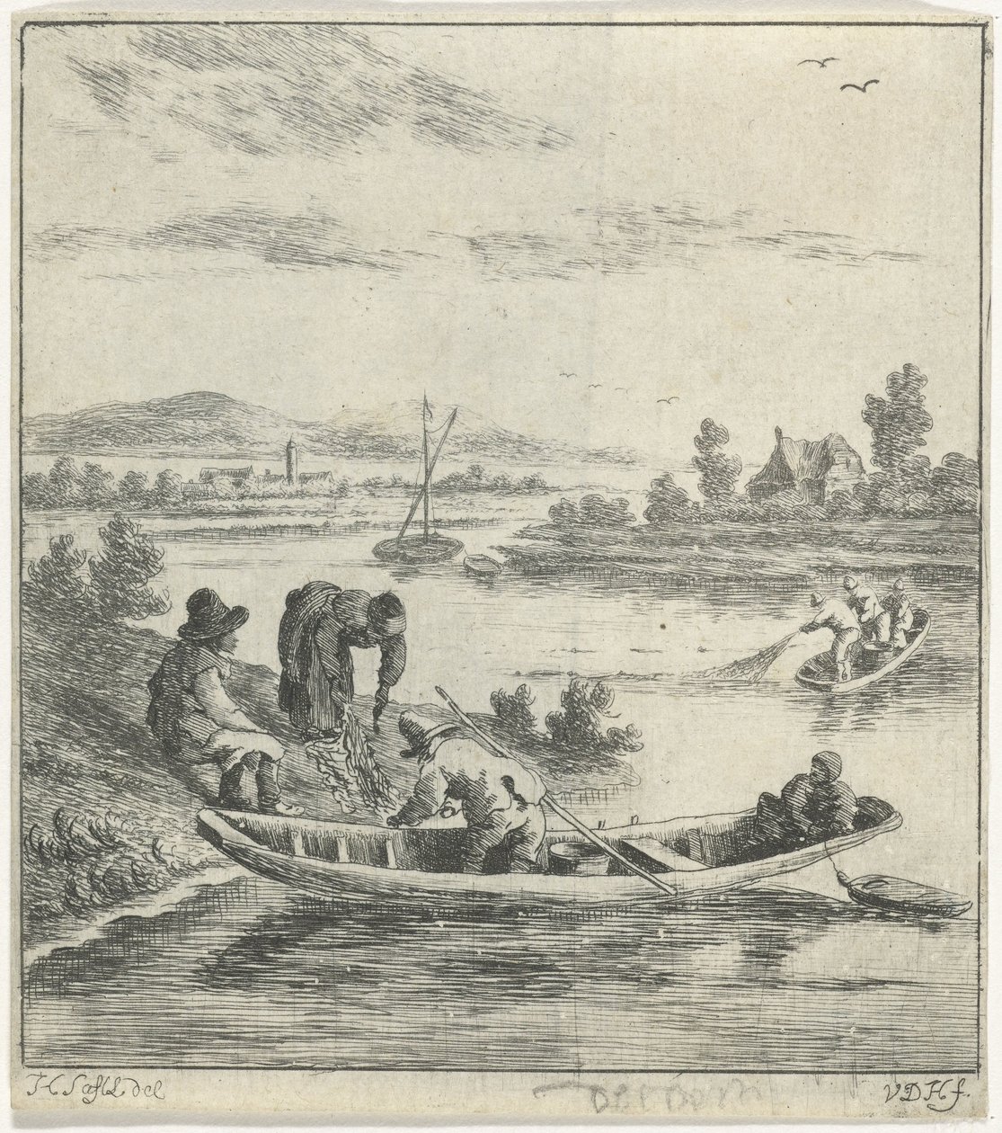 Pescadores en un río de Anthonij van der Haer