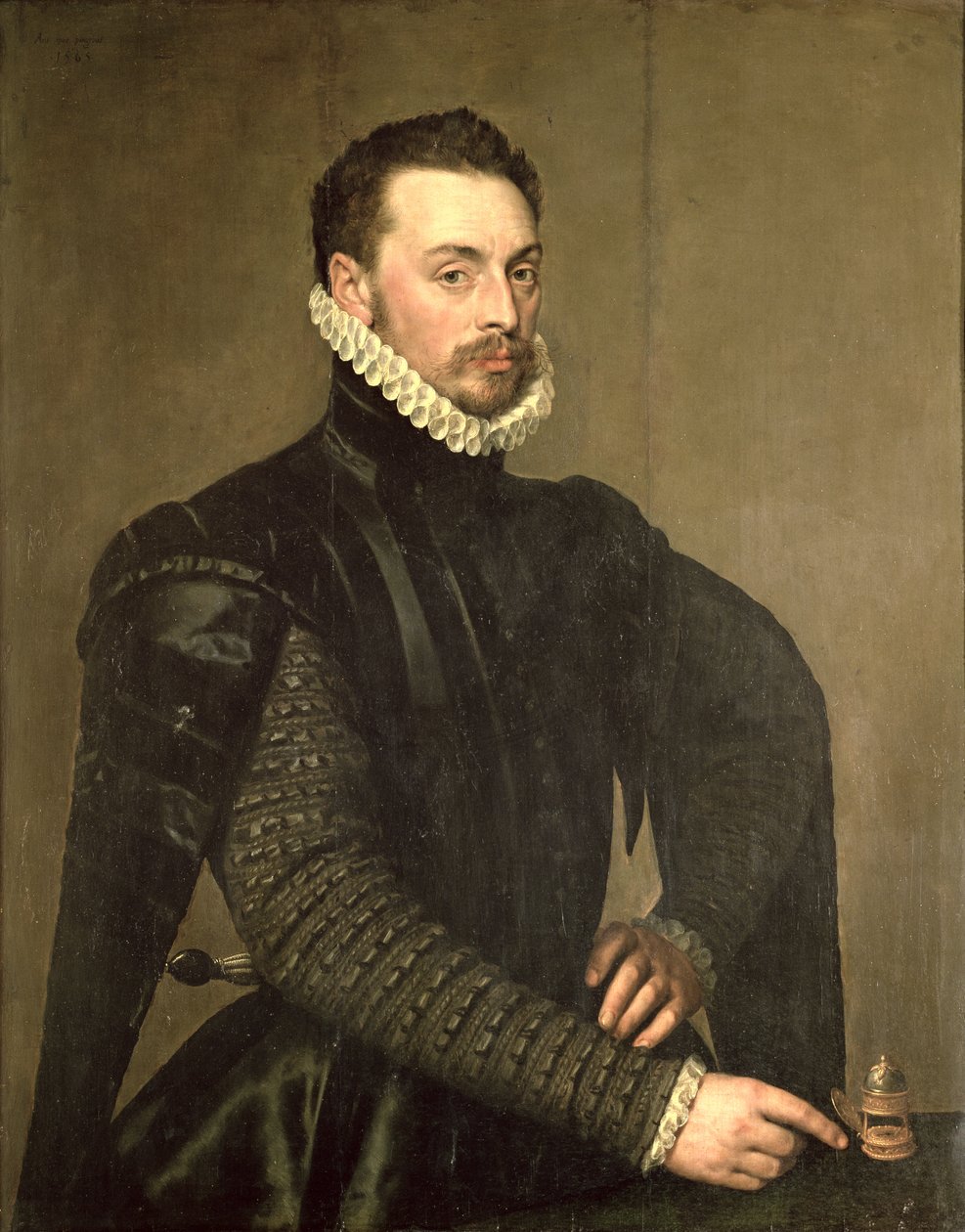 Retrato de un hombre del séquito del Cardenal Granvelle de Anthonis van Dashorst Mor