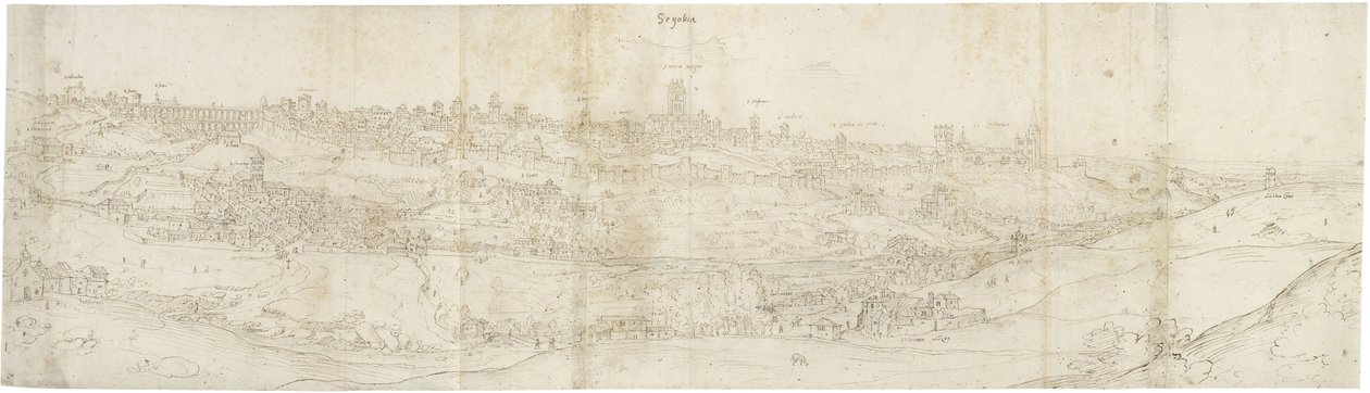 Vista panorámica de Segovia desde el este de Anthonis van den Wyngaerde