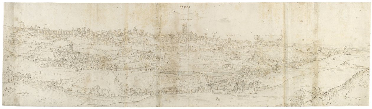 Vista panorámica de Segovia desde el este de Anthonis van den Wyngaerde