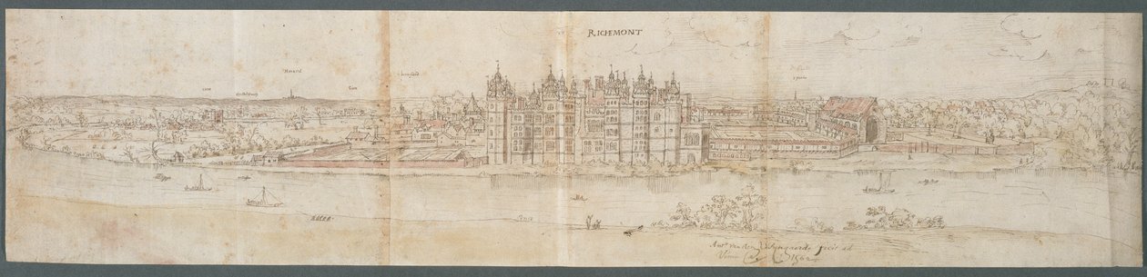 Palacio de Richmond desde el otro lado del Támesis, 1562 de Anthonis van den Wyngaerde