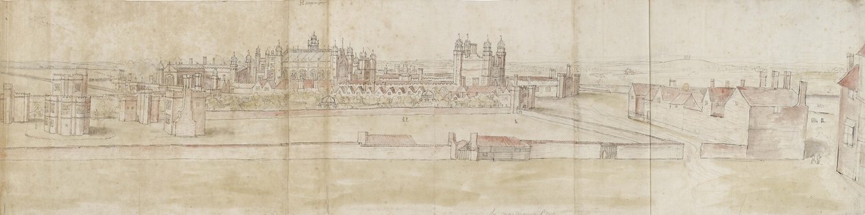 Palacio de Hampton Court desde el norte de Anthonis van den Wyngaerde