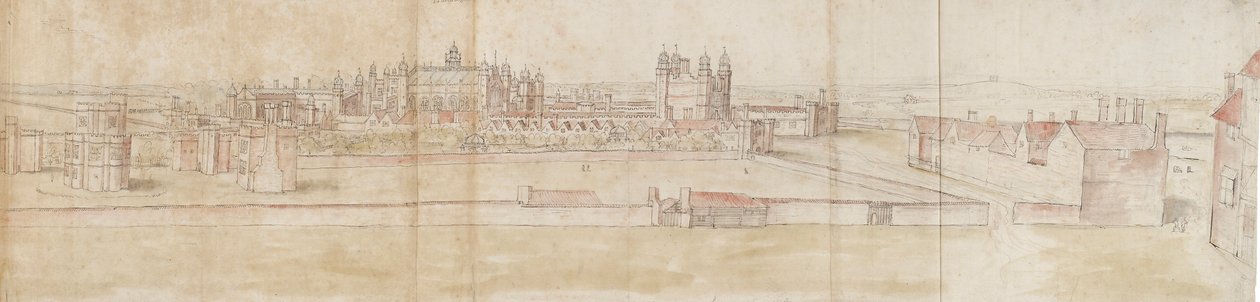Palacio de Hampton Court desde el Norte, c. 1550-1560 de Anthonis van den Wyngaerde