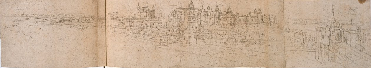Palacio de Hampton Court desde el Río, c. 1550-1560 de Anthonis van den Wyngaerde