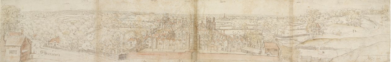 Palacio de Oatlands desde el sur, 1559. Verso: Palacio de Richmond y techos de Oatlands, 1559 de Anthonis van den Wyngaerde
