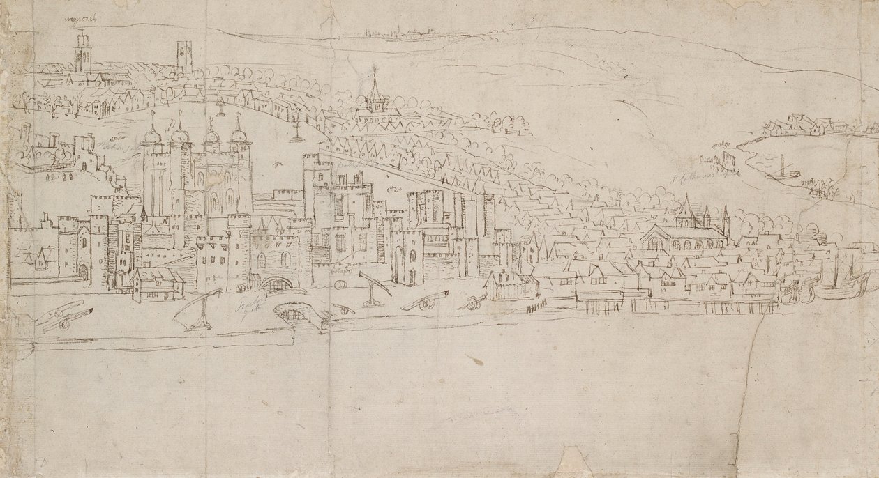 Panorama de Londres visto desde Southwark: La Torre de Anthonis van den Wyngaerde