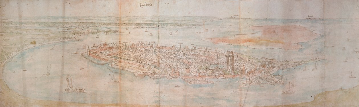 Vista panorámica de Dordrecht desde un punto elevado al oeste de Anthonis van den Wyngaerde
