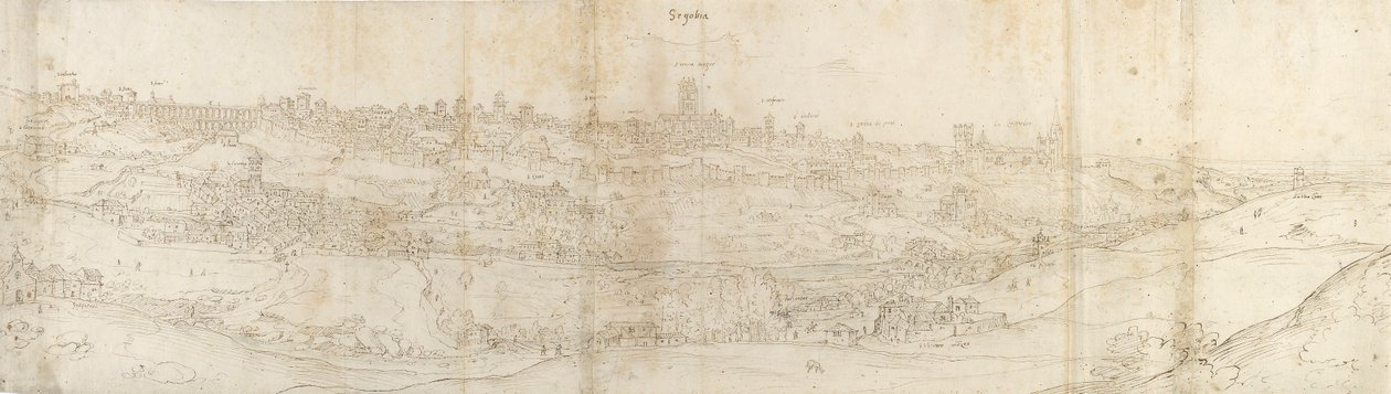 Vista panorámica de Segovia desde el este, c1550-1560 de Anthonis van den Wyngaerde