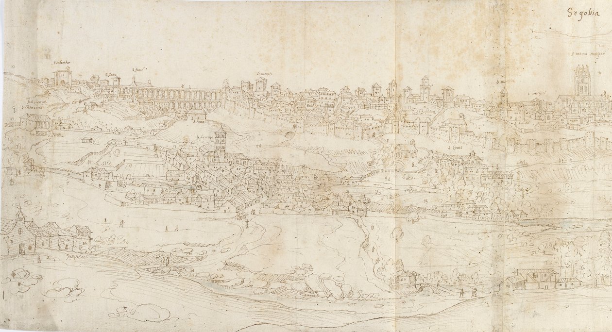 Vista panorámica de Segovia desde el este, c. 1560-1570 de Anthonis van den Wyngaerde
