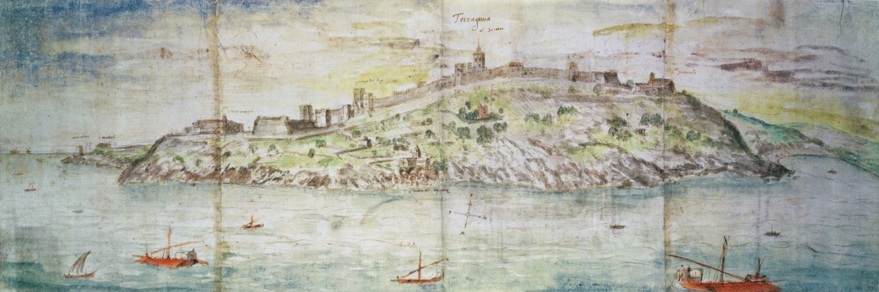 Vista panorámica de Tarragona, España de Anthonis van den Wyngaerde