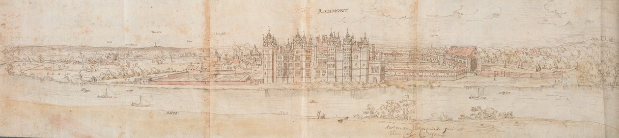 Palacio de Richmond desde el otro lado del Támesis, 1562 de Anthonis van den Wyngaerde