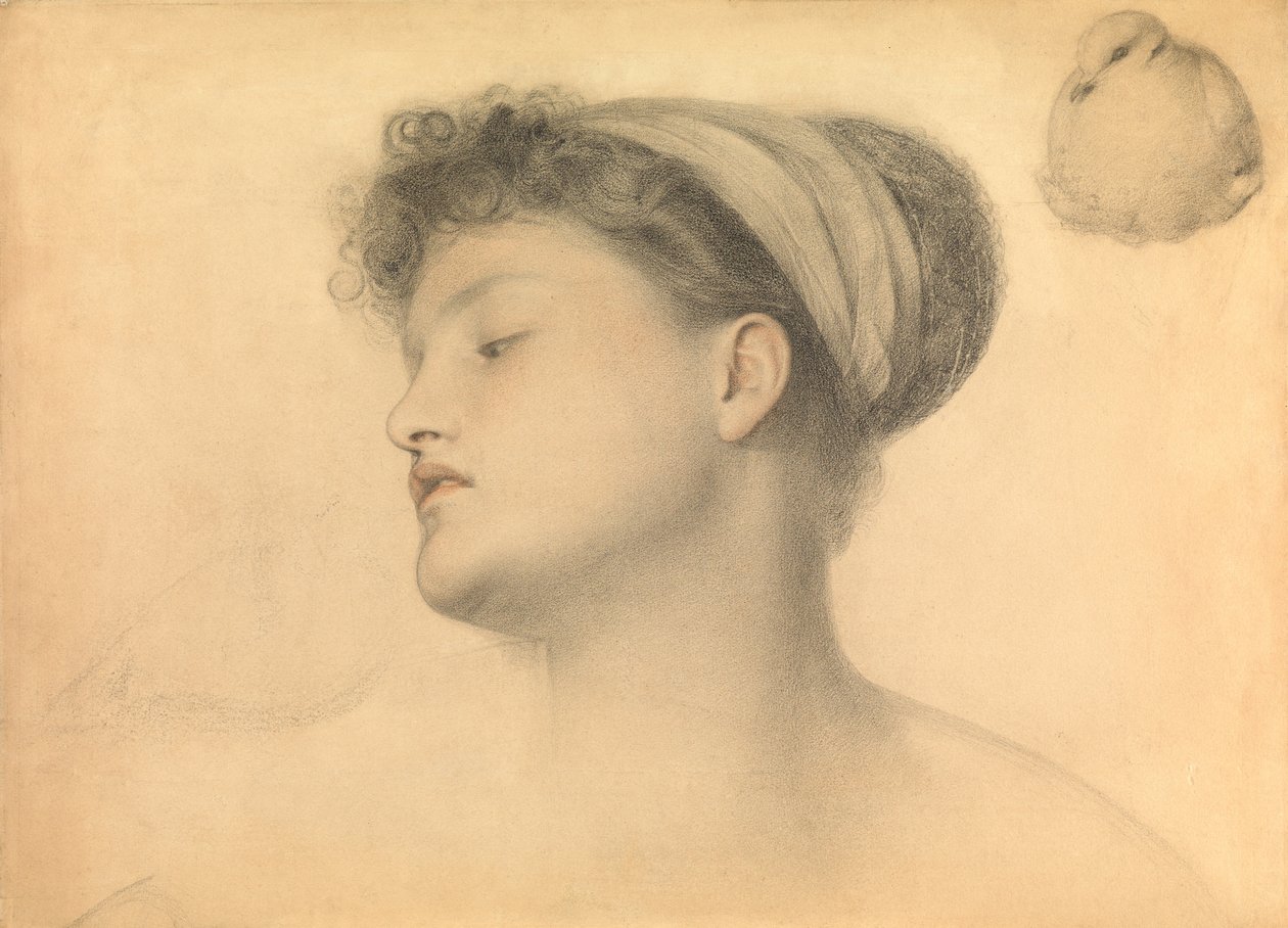 Estudio para Niña con palomas de Anthony Frederick Augustus Sandys