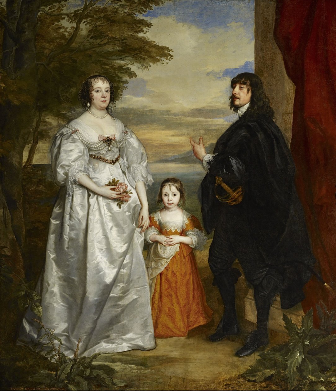 James, séptimo conde de Derby, su señora y su hijo de Anthony van Dyck