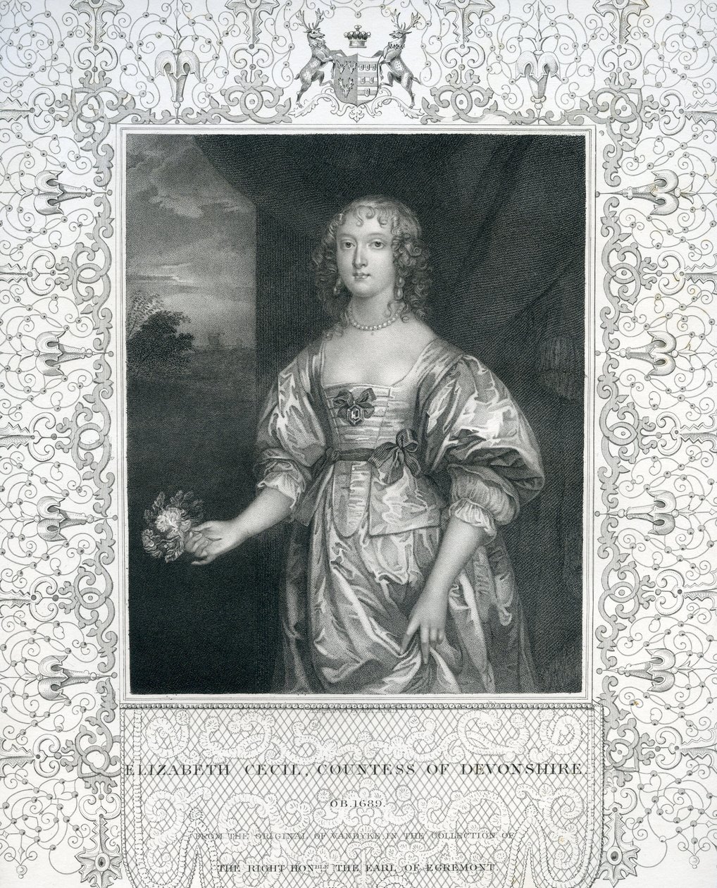 Elizabeth Cavendish, Condesa de Devonshire, mediados del siglo XVII de Anthony van Dyck