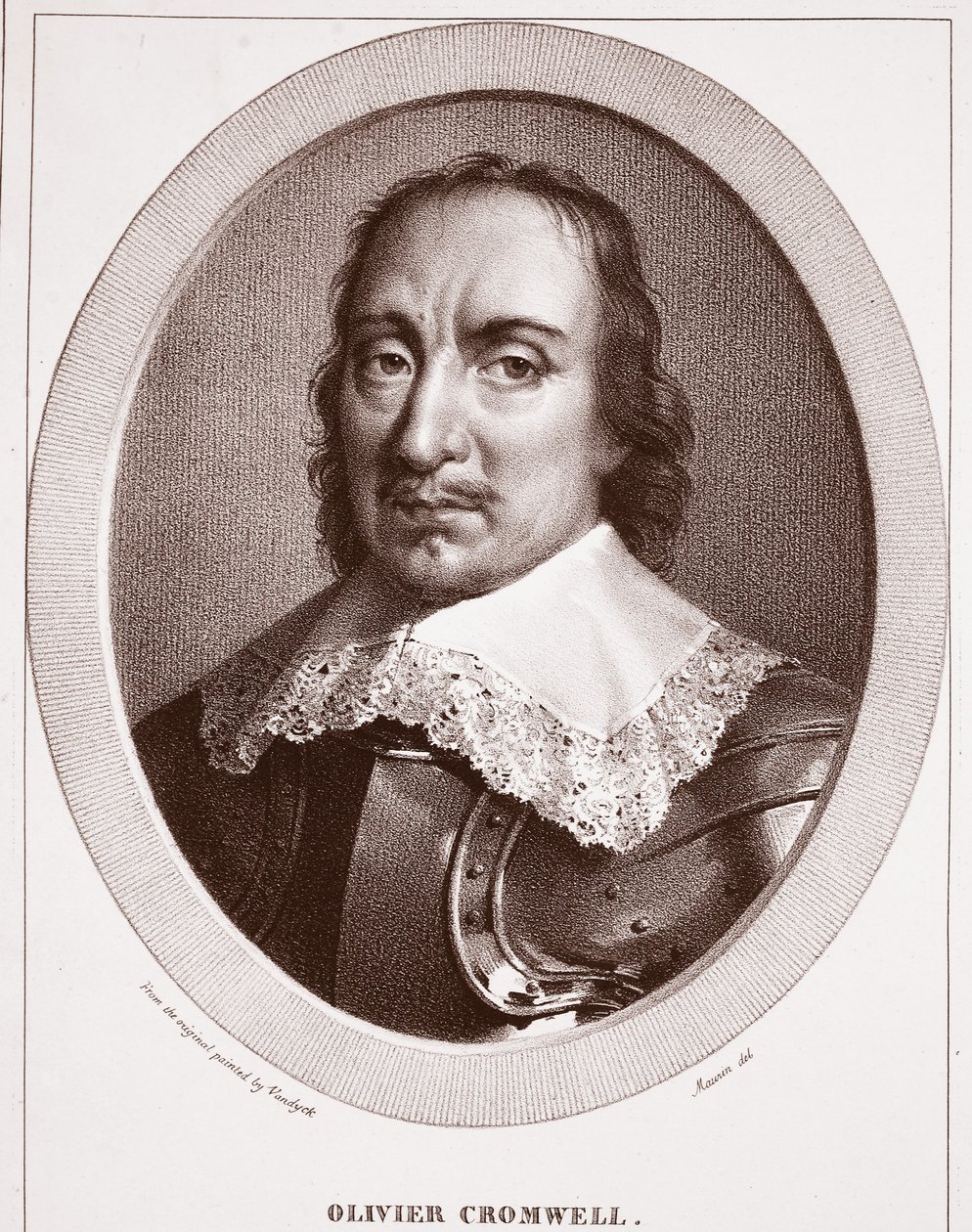 Oliver Cromwell, atribuido a Maurin, grabado por de Langlume (litografía) de Anthony van Dyck