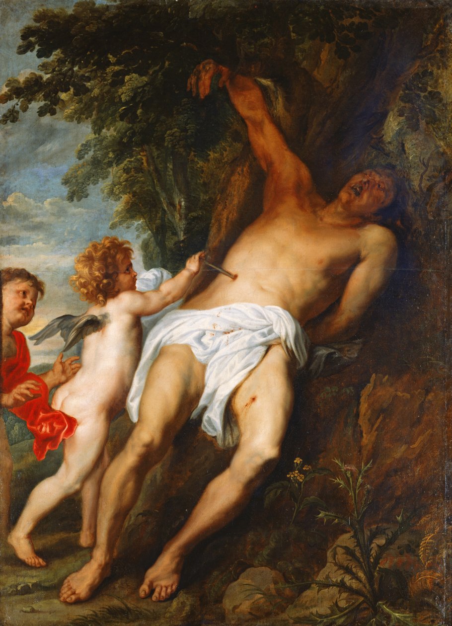 San Sebastián rescatado por ángeles de Anthony van Dyck