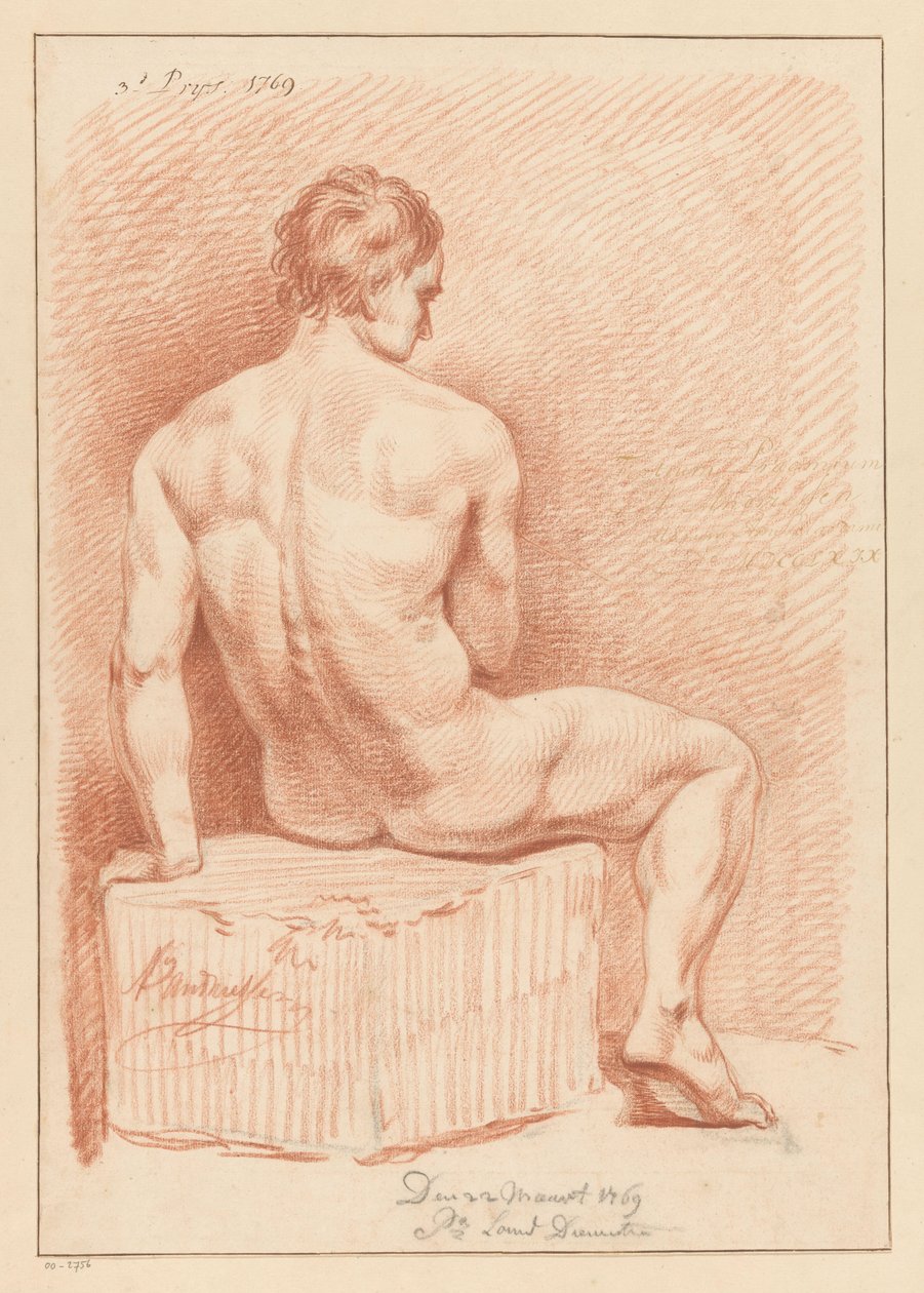 Desnudo masculino sentado, visto de espaldas (3er premio 1769) de Anthony Andriessen