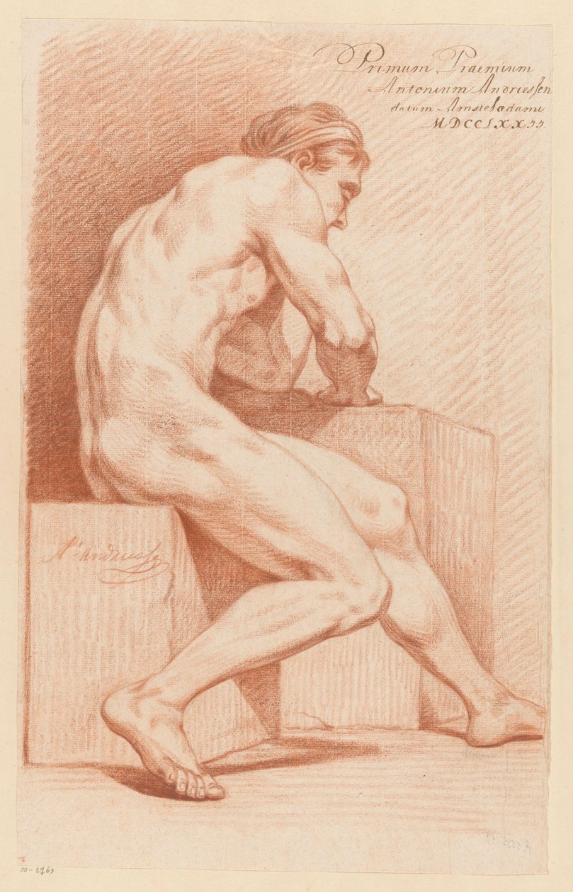 Desnudo masculino sentado, visto de lado (1er premio 1772) de Anthony Andriessen