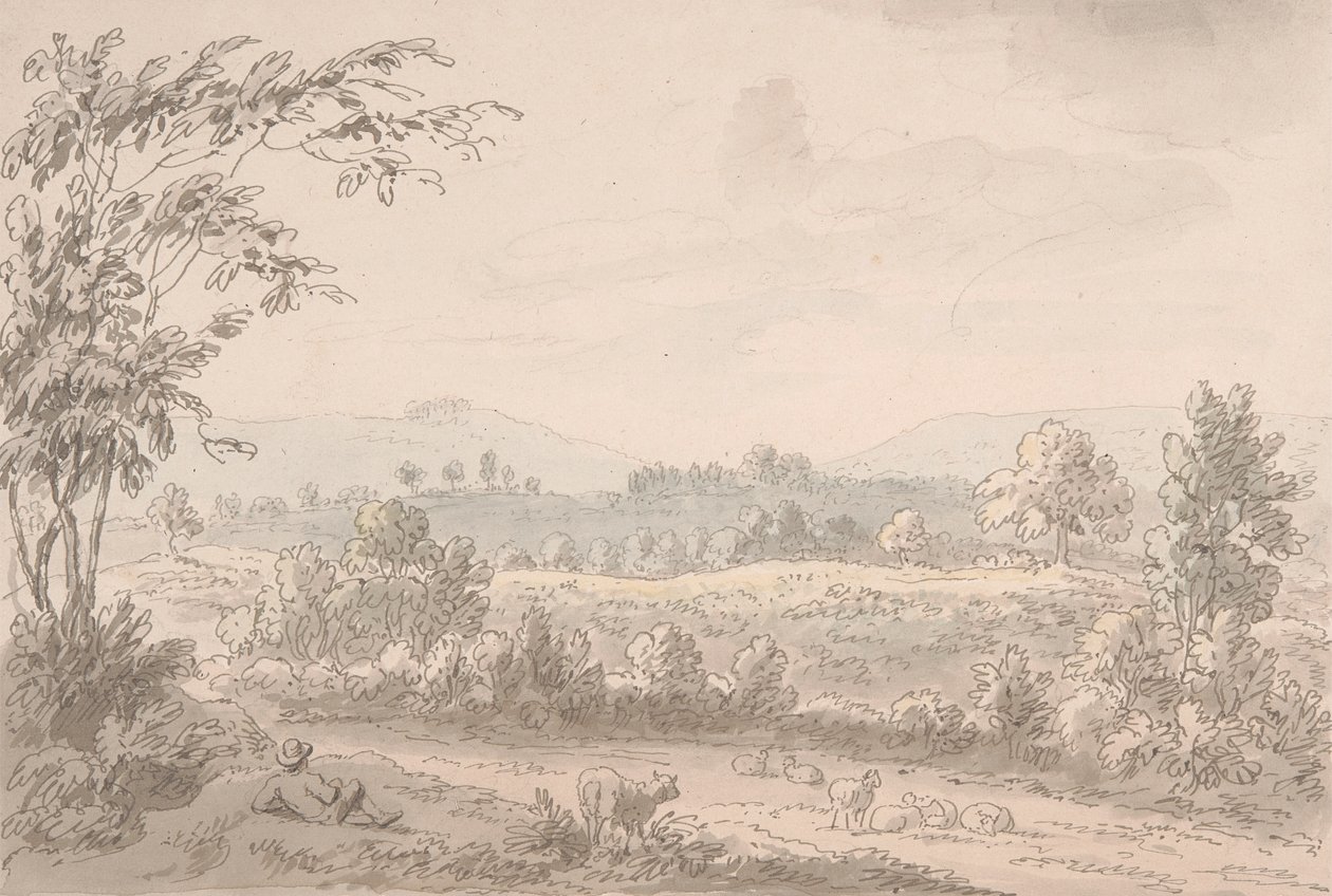 Paisaje con pastor y ovejas de Anthony Devis