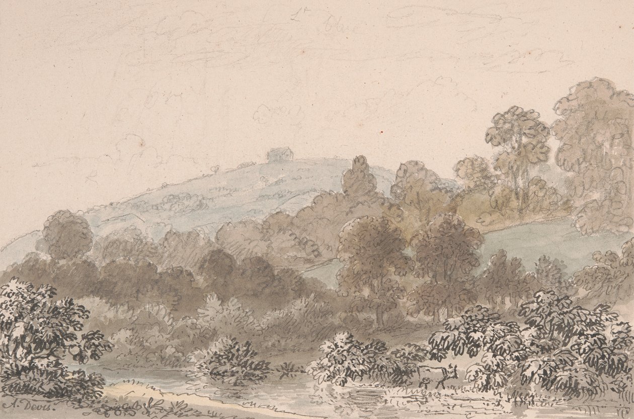 Paisaje con arroyo en primer plano de Anthony Devis