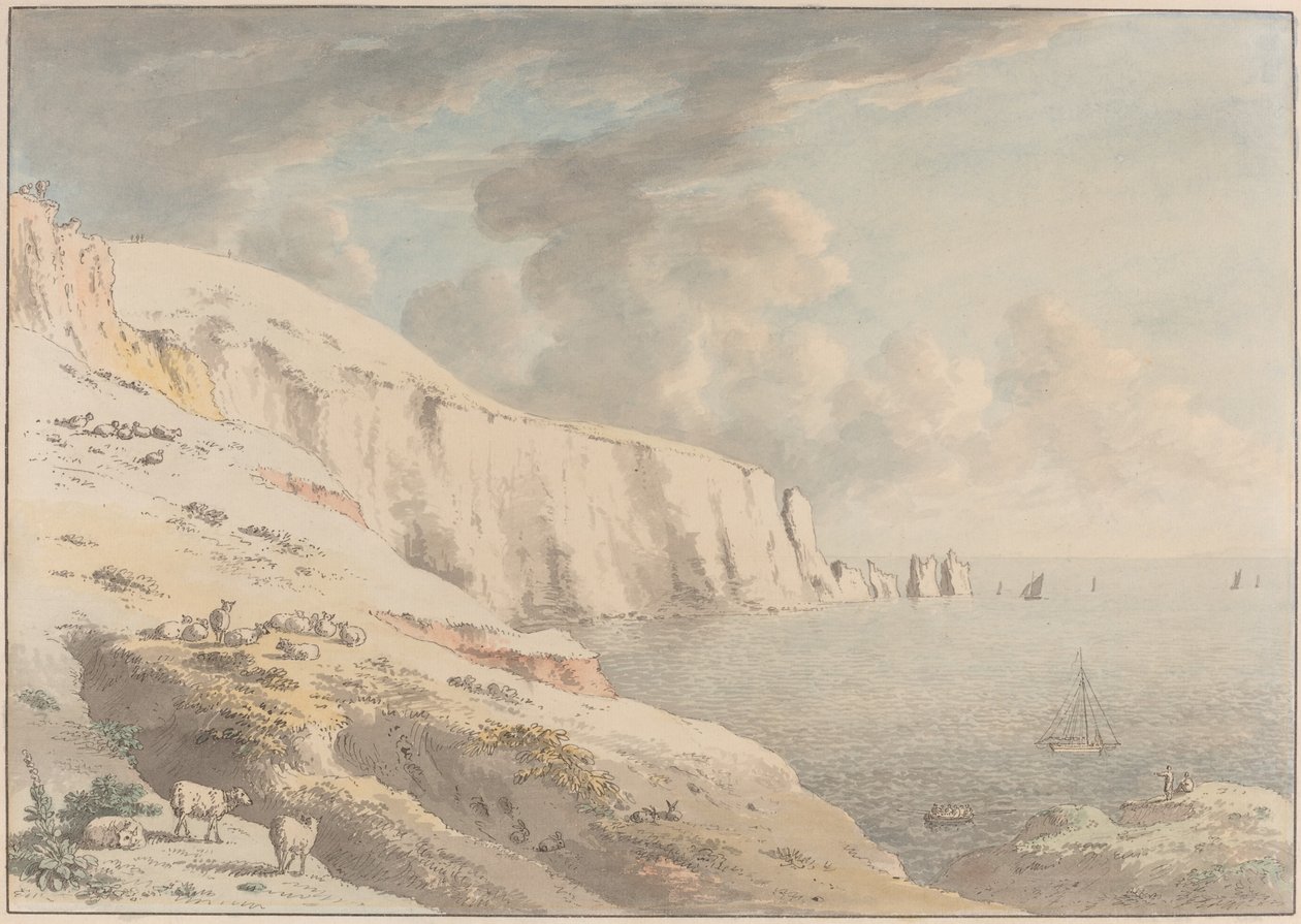 Vista de las Agujas y los Acantilados Blancos desde Allum Bay, Isla de Wight de Anthony Devis