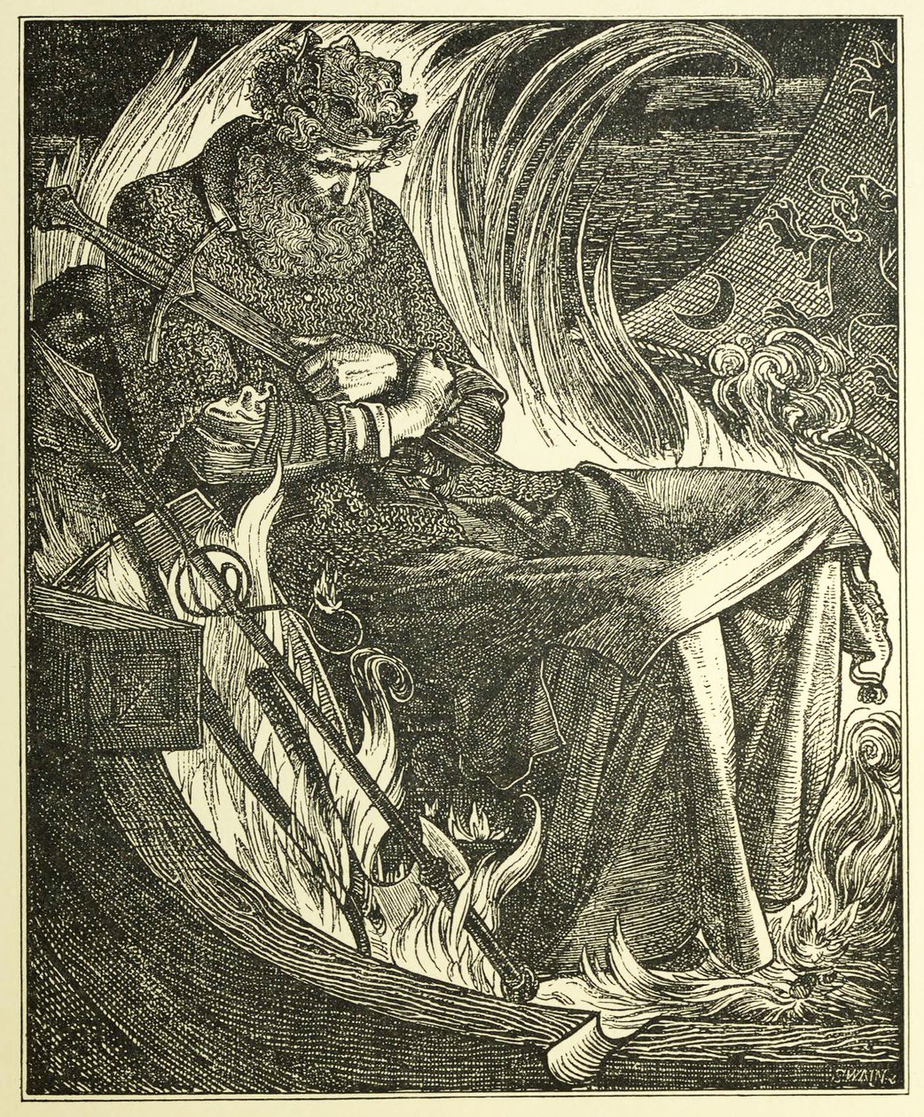 Muerte del Rey Warwulf, pub. 1915 de Anthony Frederick Augustus Sandys