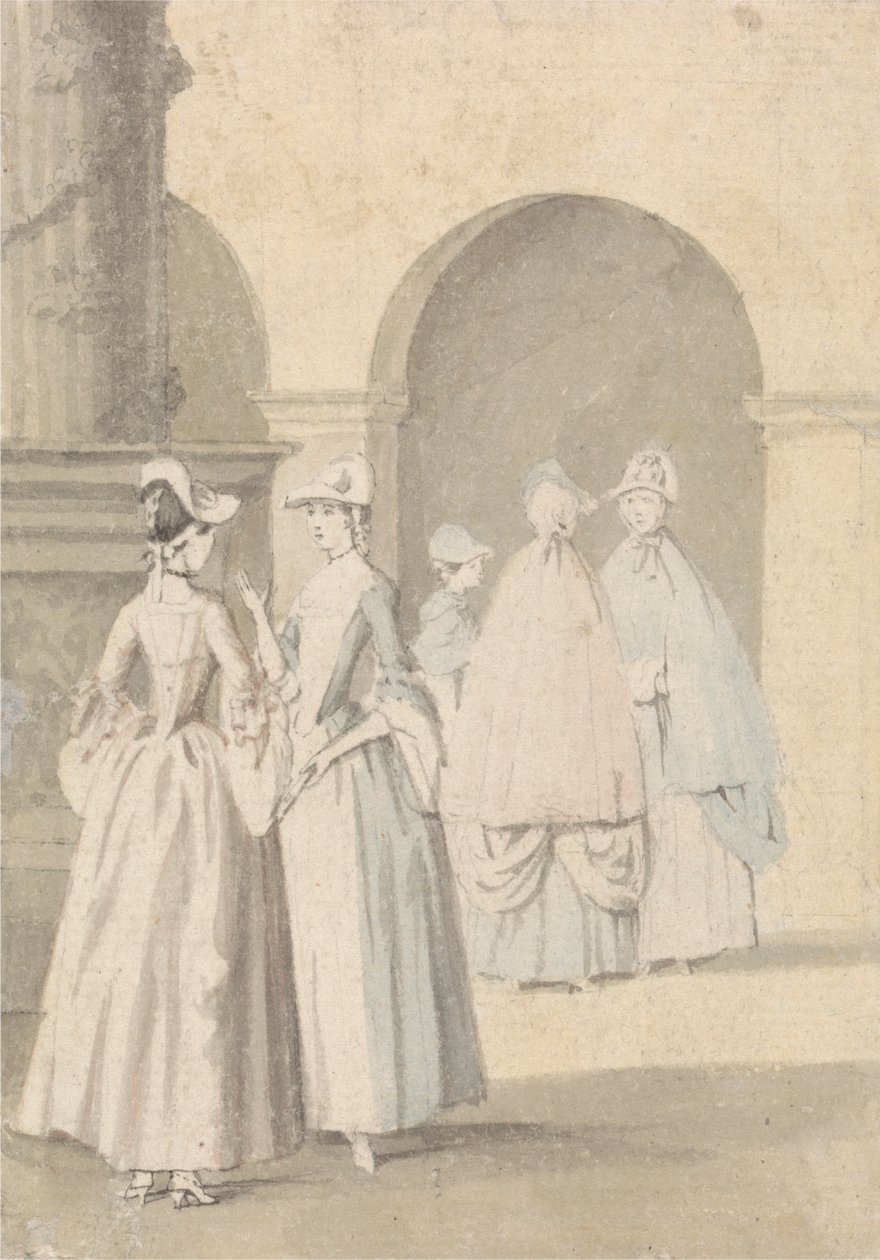 Damas junto a una columna y una arcada de Anthony Highmore
